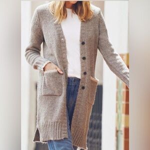 Carbon2Cobalt Alpaca Wool Blend Cardigan Sweater. Brown/Ivory Size Small